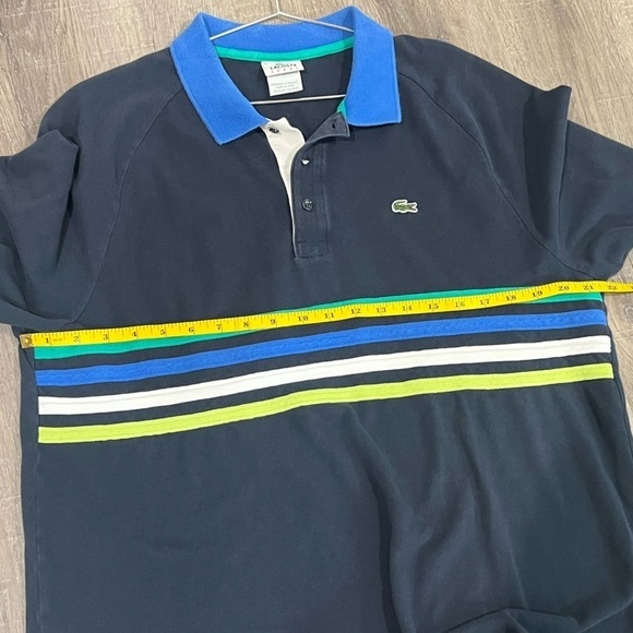 Men’s Lacoste France Size 6 (Medium/Large) Black Stripe Cotton Polo Shirt - Picture 6 of 8